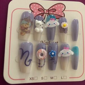 Cute Cinnamoroll Nail Art Set with Cartoon Designs